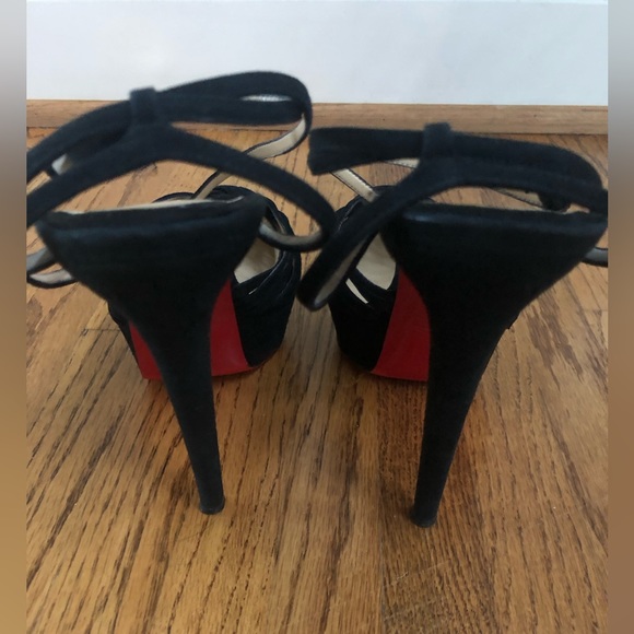 Christian Louboutin Black Suede Heels Sz 39 1/2 - Picture 5 of 9